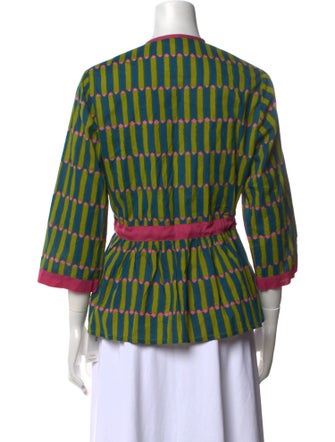 LISA CORTI Printed Crew Neck Blouse