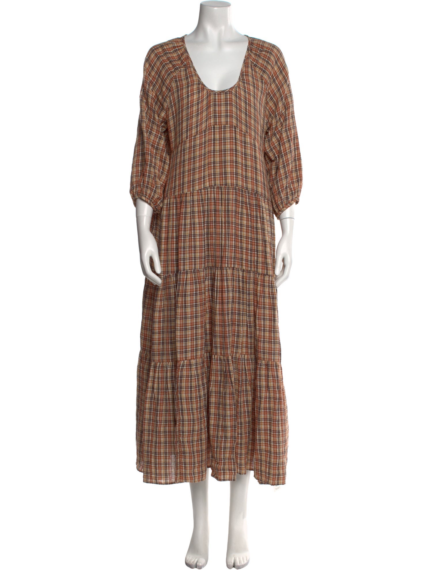 Lido Plaid Print Long Dress