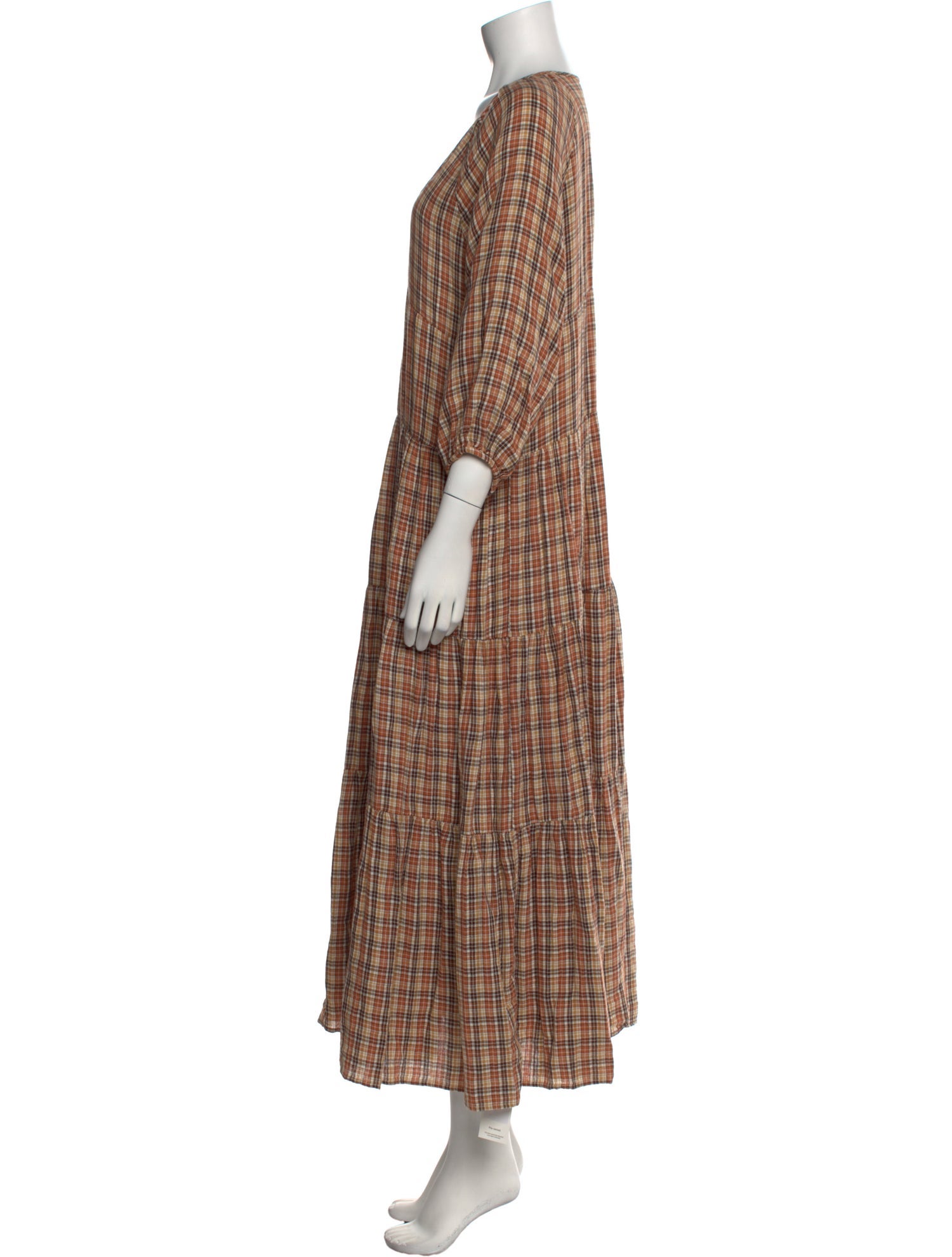 Lido Plaid Print Long Dress