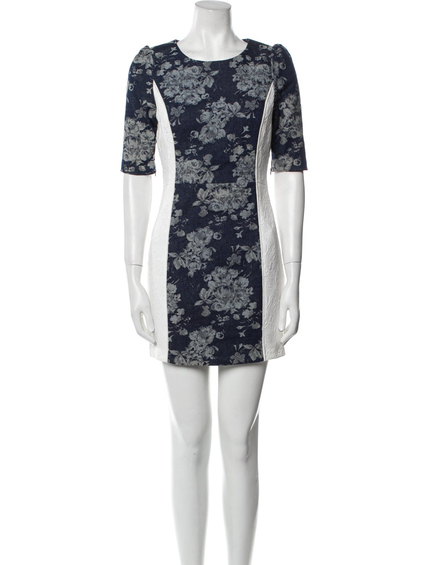 Line & Dot Floral Print Mini Dress