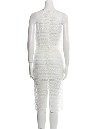 Line & Dot Square Neckline Midi Length Dress