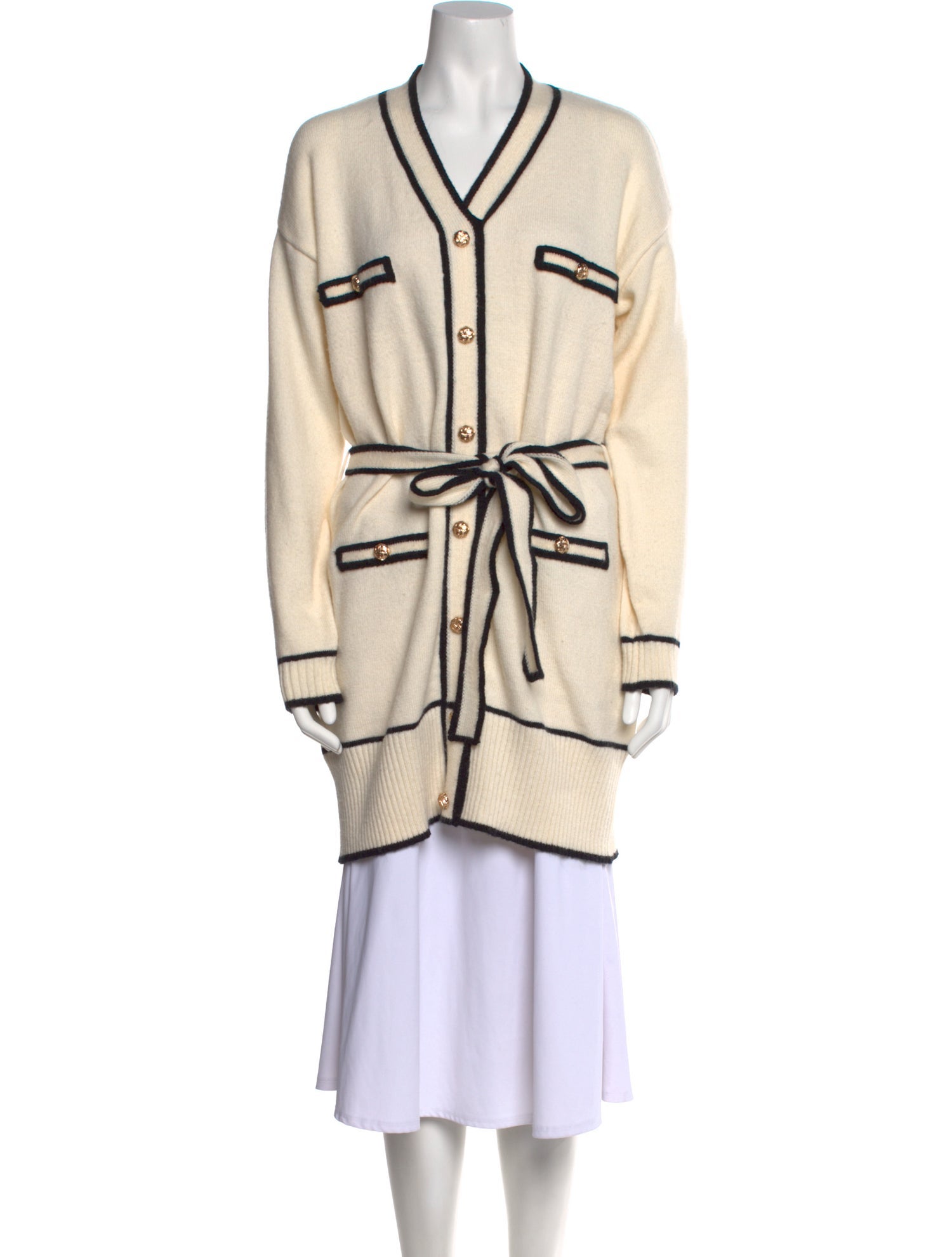 Line & Dot Striped V-Neck Sweater