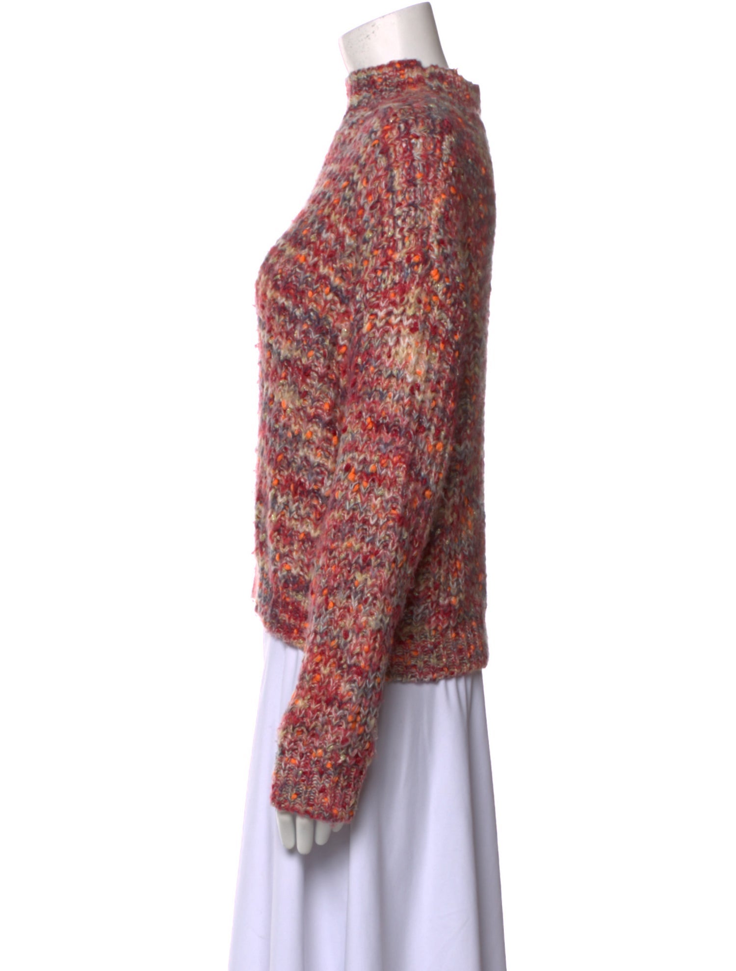 Line & Dot Striped Mock Neck Sweater