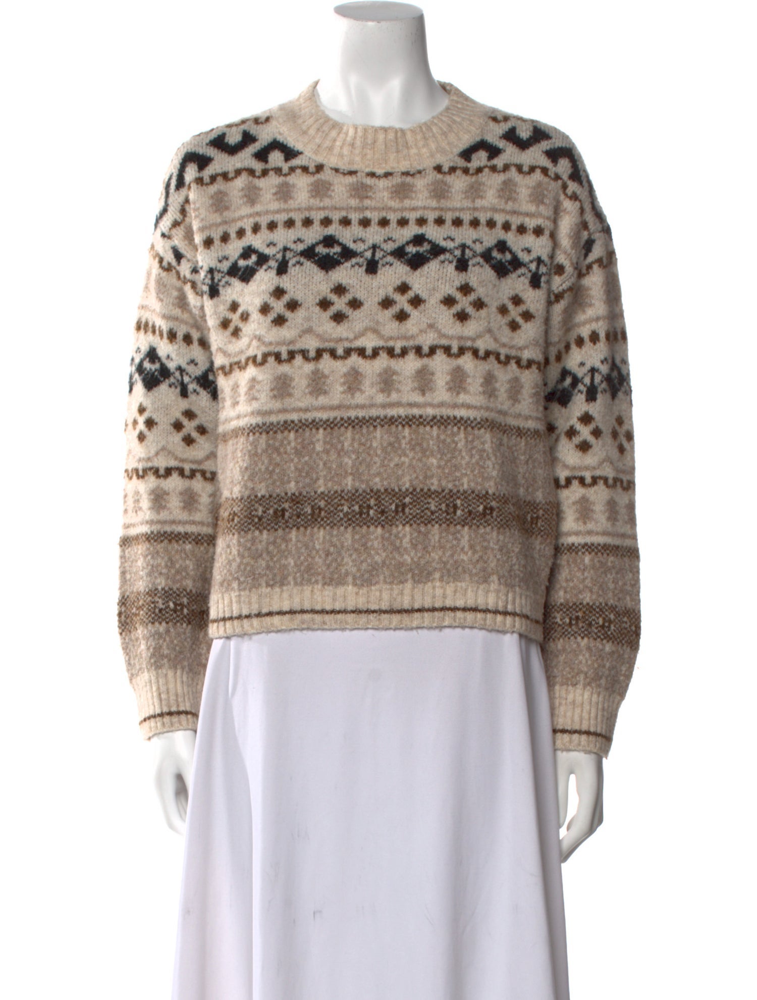 Line & Dot Printed Crew Neck Sweater