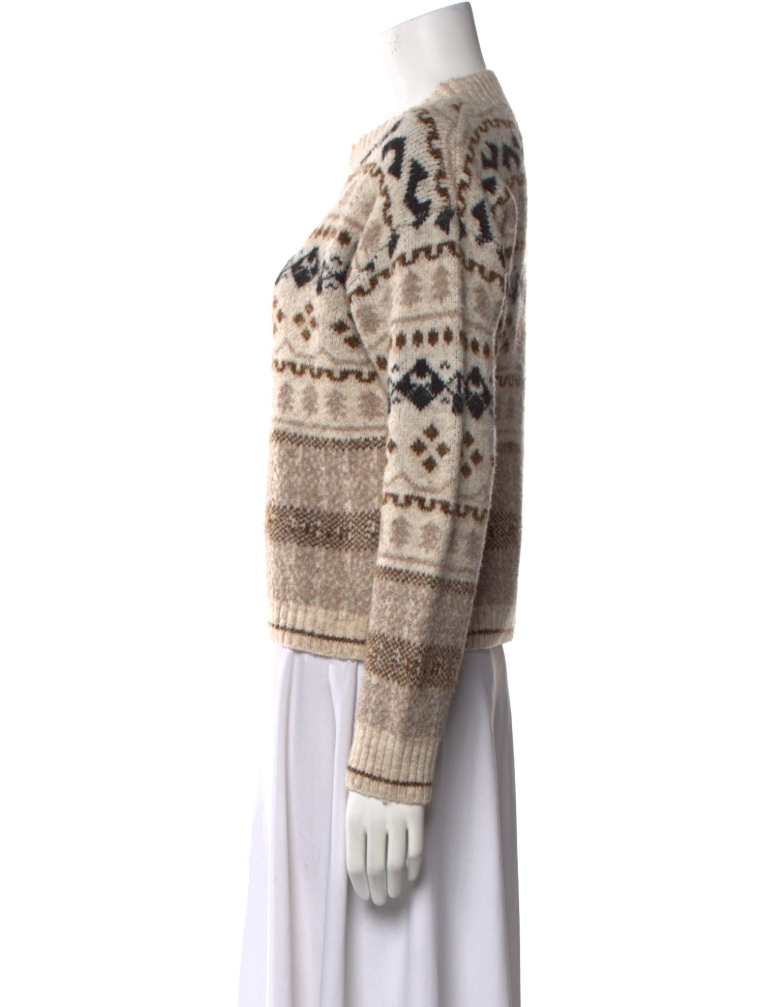 Line & Dot Printed Crew Neck Sweater