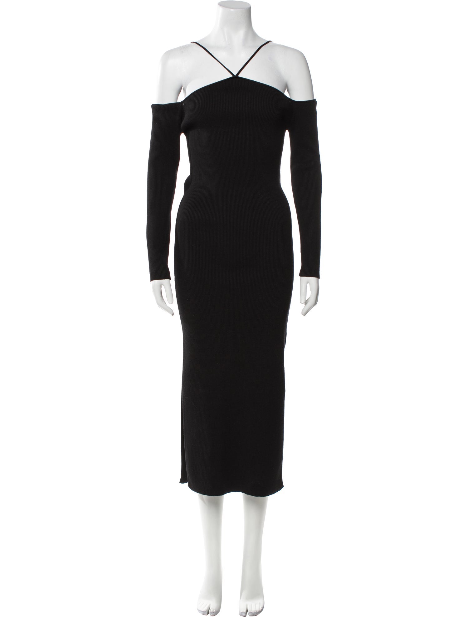 Line & Dot Off-The-Shoulder Long Dress