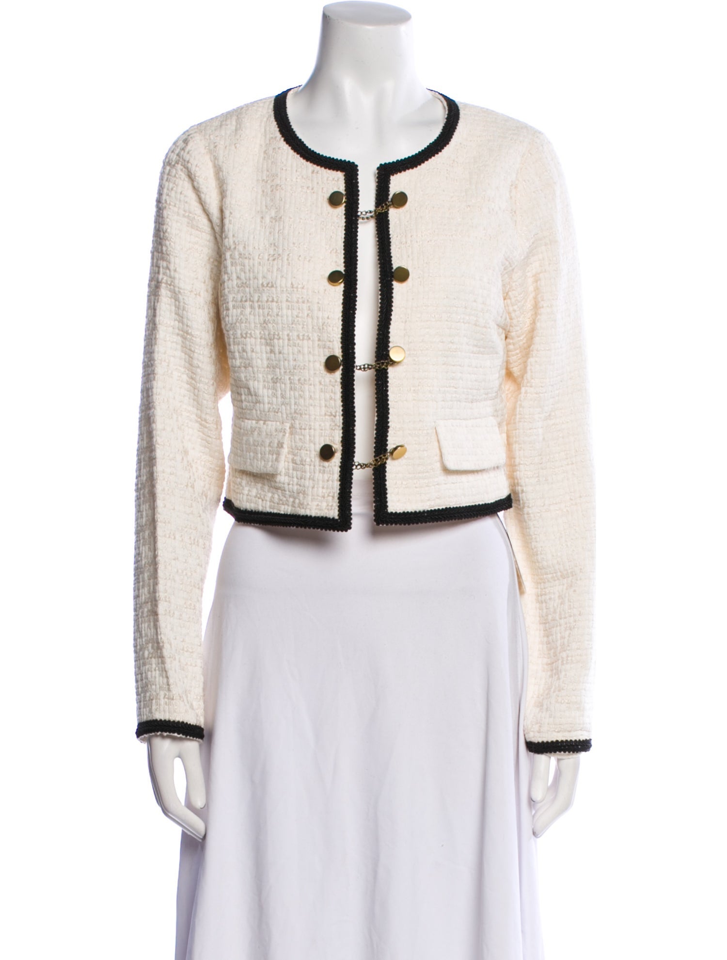 Line & Dot Tweed Pattern Evening Jacket