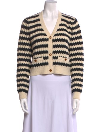 Line & Dot Striped V-Neck Sweater