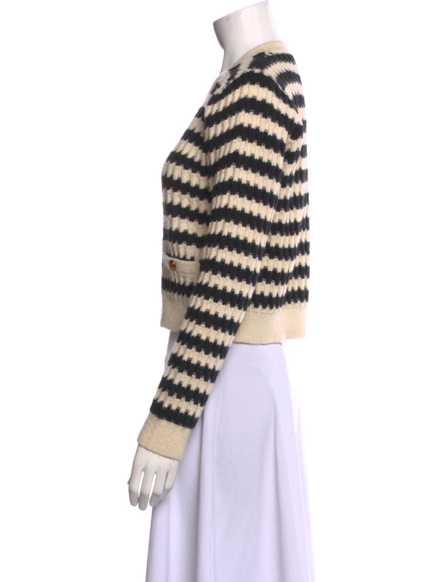 Line & Dot Striped V-Neck Sweater