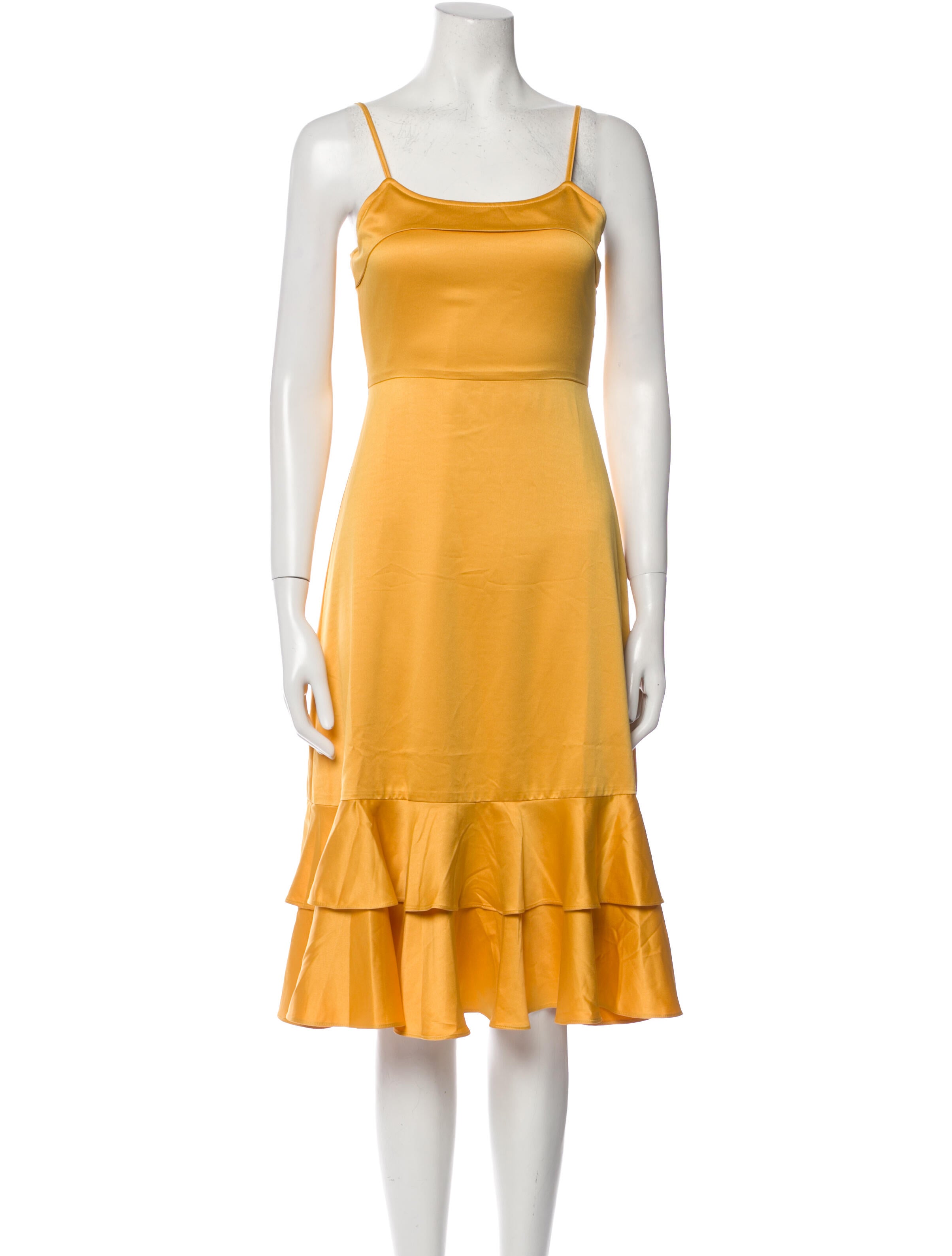 Line & Dot Square Neckline Midi Length Dress