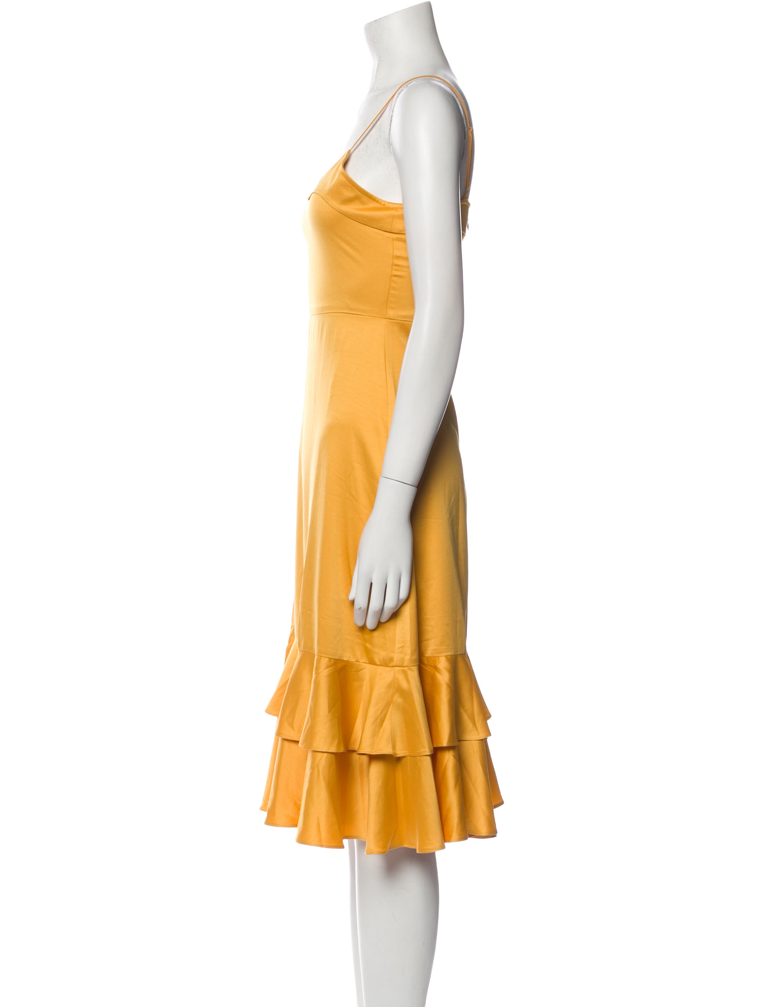 Line & Dot Square Neckline Midi Length Dress