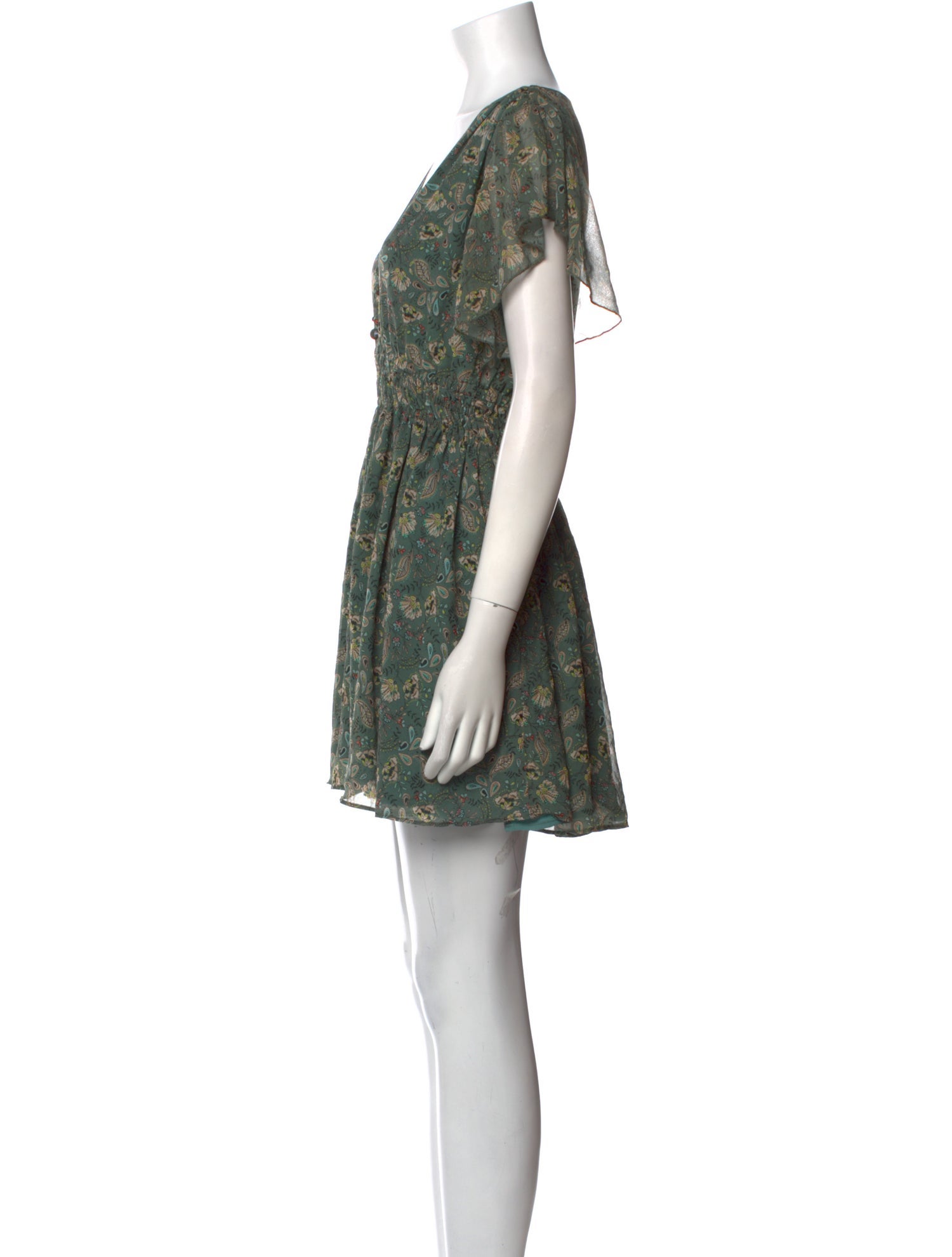 Line & Dot Floral Print Mini Dress