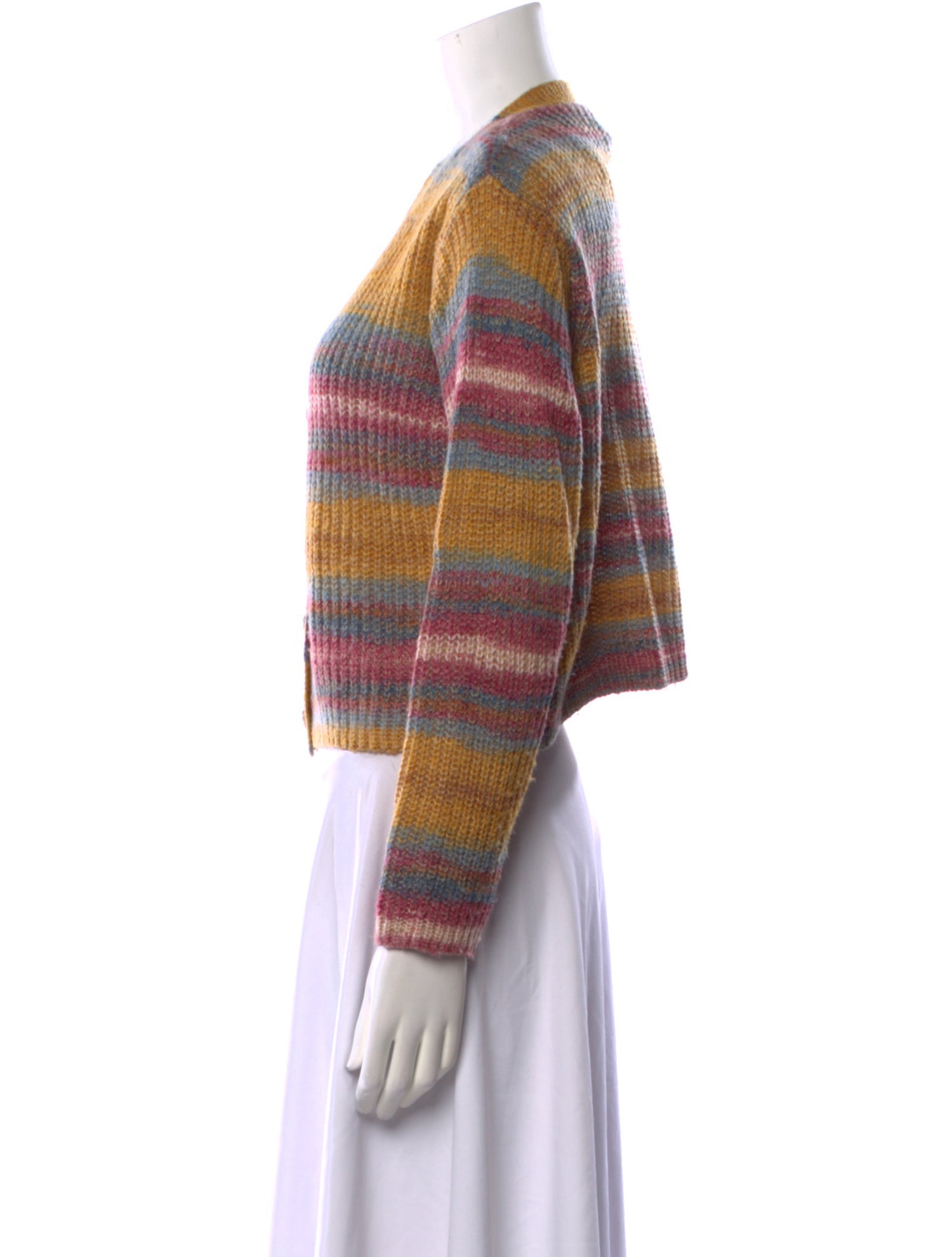 Line & Dot Striped V-Neck Sweater