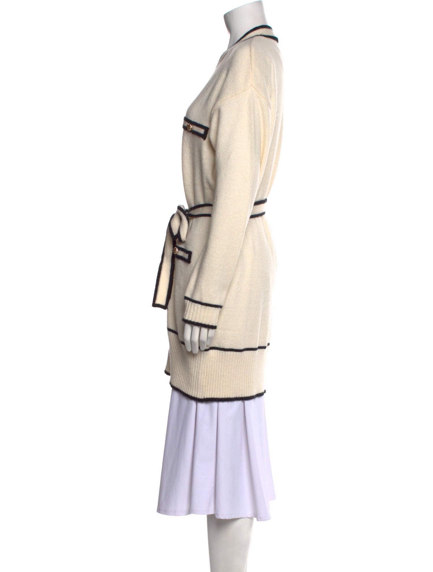 Line & Dot Striped V-Neck Sweater