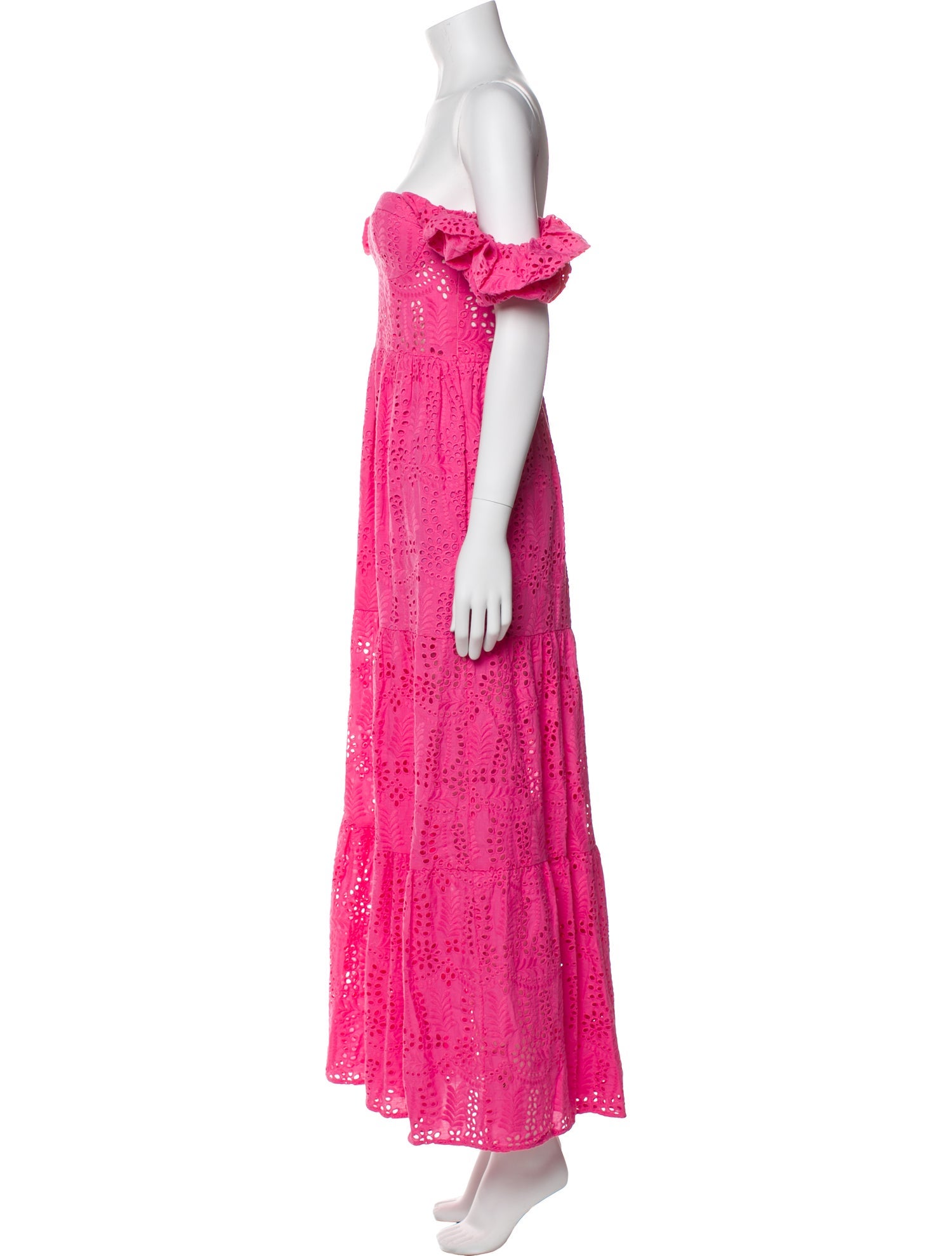 Line & Dot Floral Print Long Dress