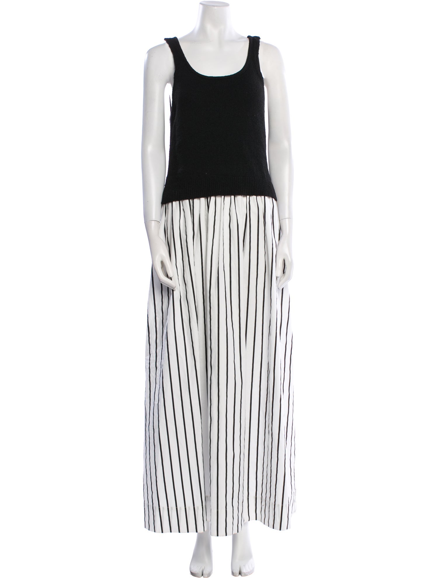 Line & Dot Striped Long Dress