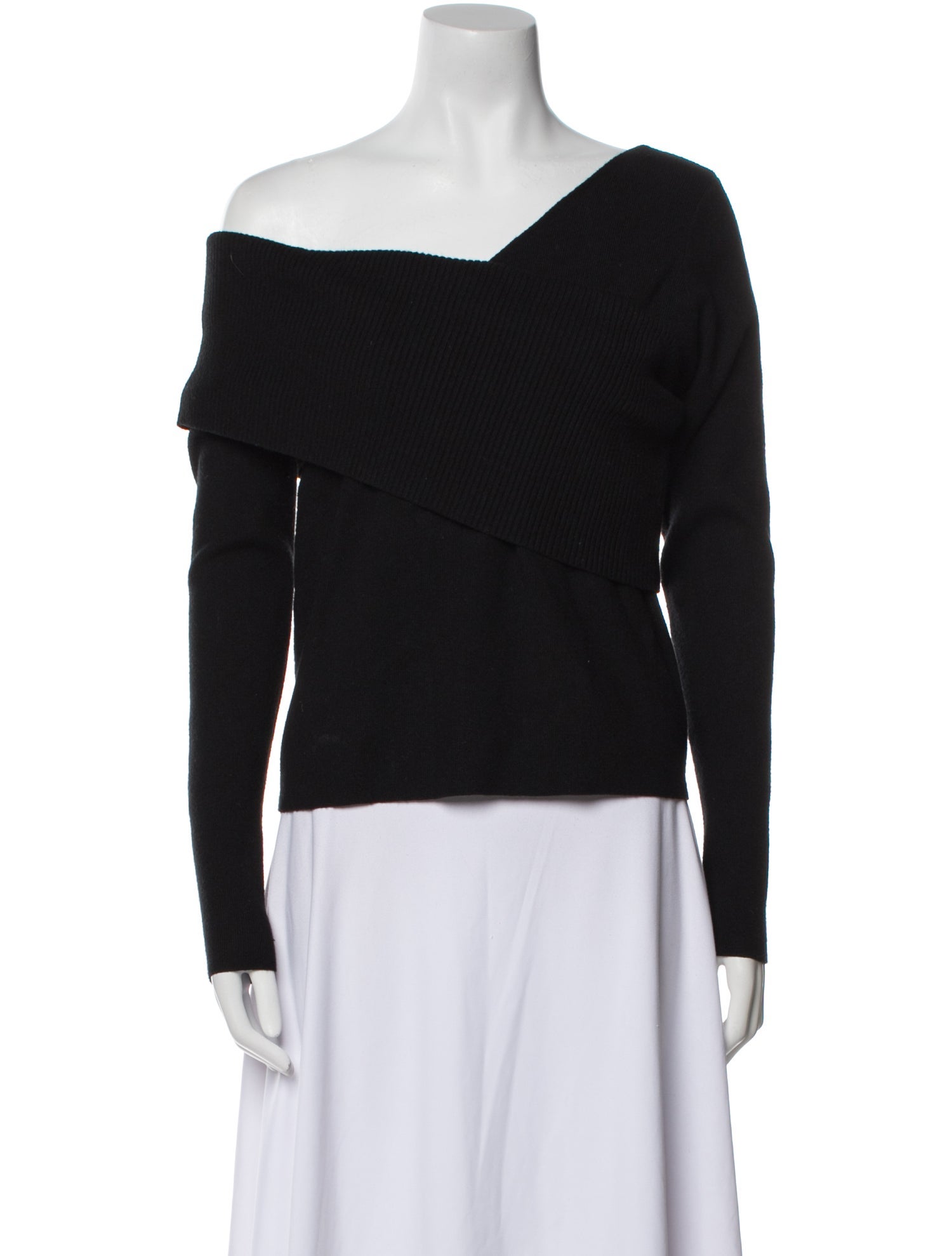 Line & Dot Off-The-Shoulder Sweater