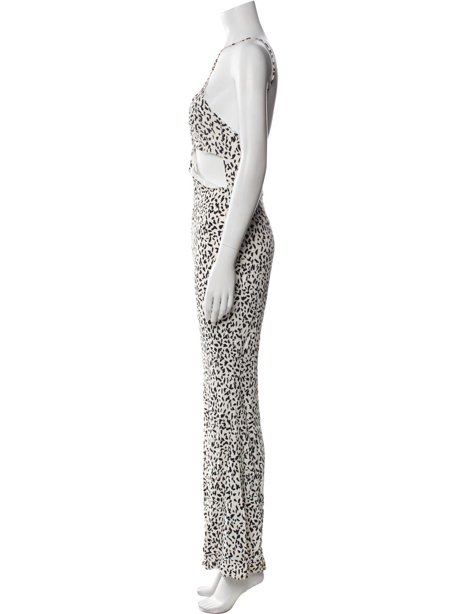 Line & Dot Printed Halterneck Jumpsuit