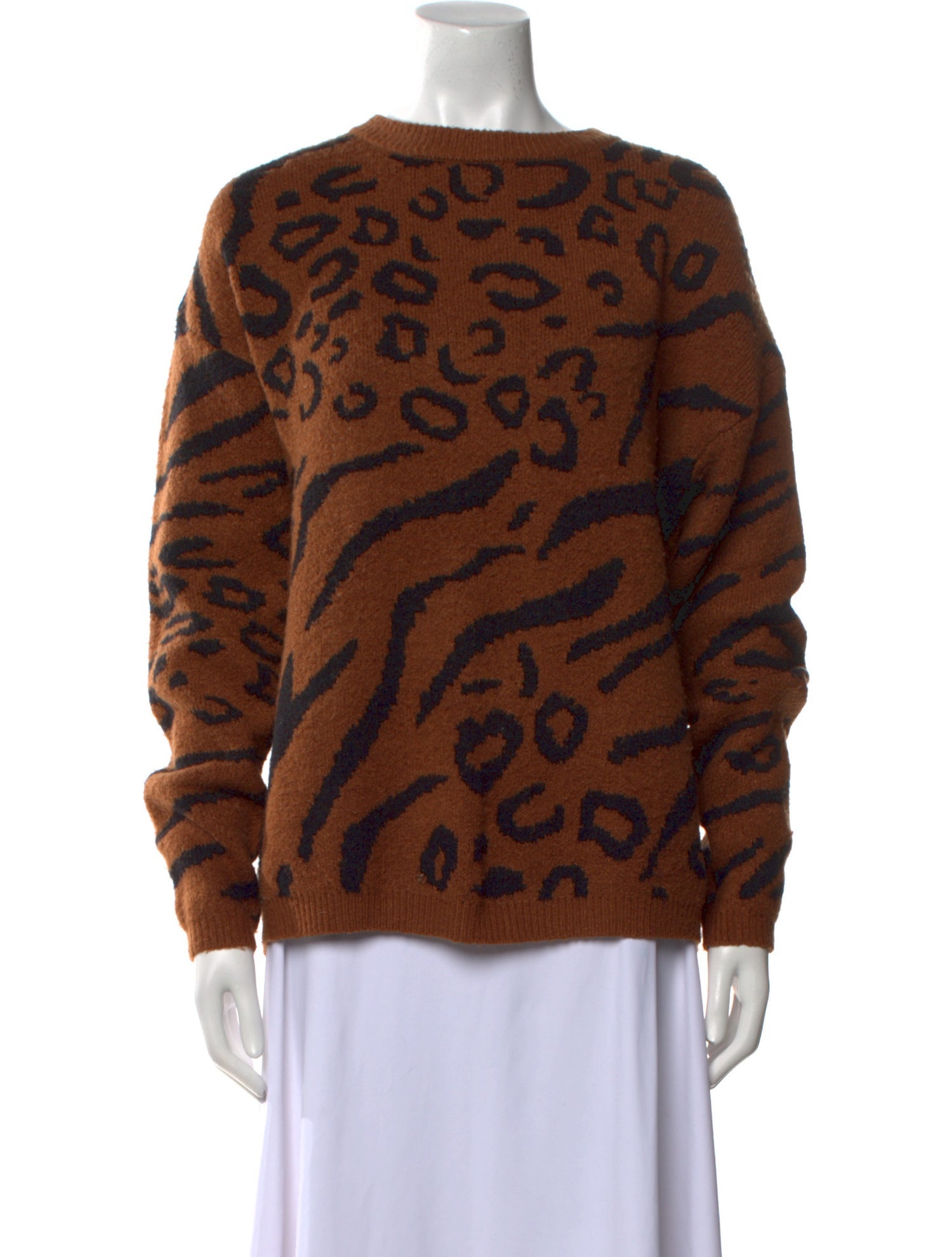 Line & Dot Animal Print Bateau Neckline Sweater
