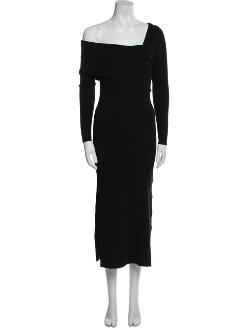 Line & Dot Off-The-Shoulder Midi Length Dress