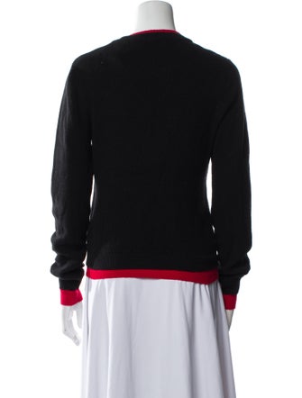 Line & Dot Colorblock Pattern Crew Neck Sweater