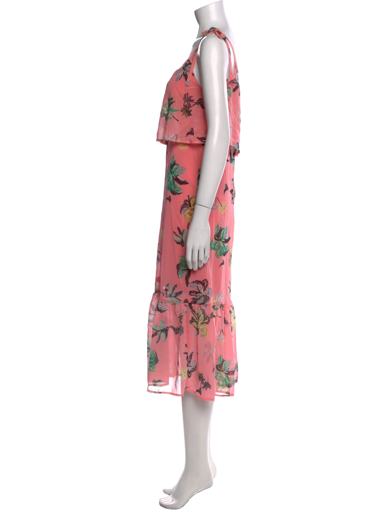 Line & Dot Floral Print Long Dress