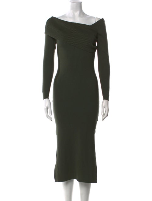 Line & Dot One-Shoulder Midi Length Dress