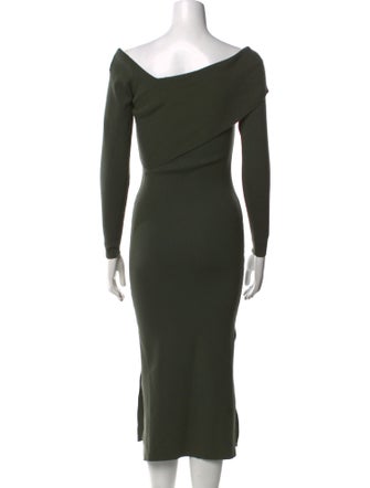 Line & Dot One-Shoulder Midi Length Dress