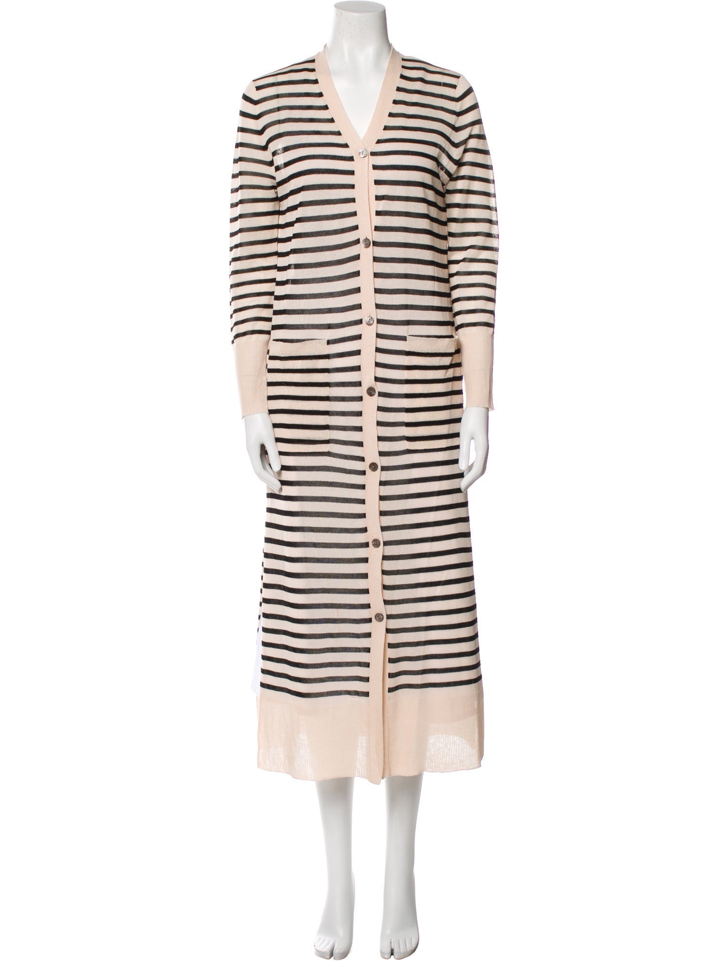 Line & Dot Striped V-Neck Sweater