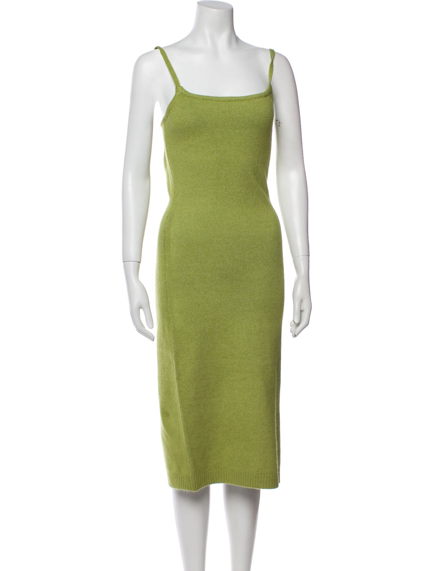 Line & Dot Square Neckline Midi Length Dress