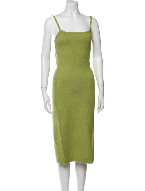 Line & Dot Square Neckline Midi Length Dress