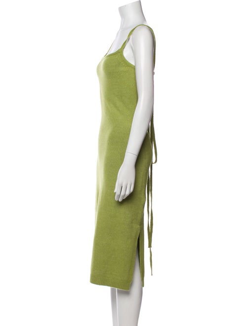 Line & Dot Square Neckline Midi Length Dress