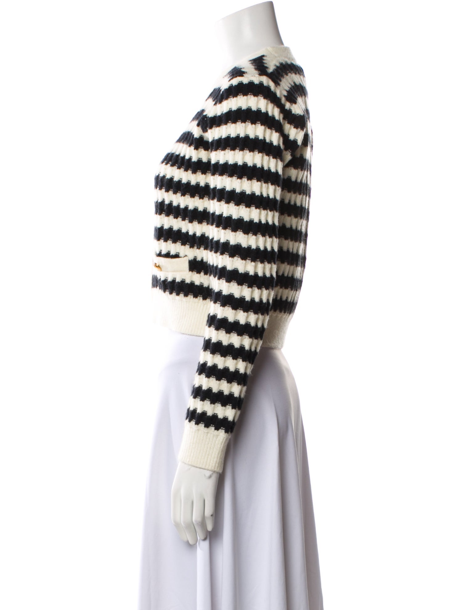 Line & Dot Striped V-Neck Sweater