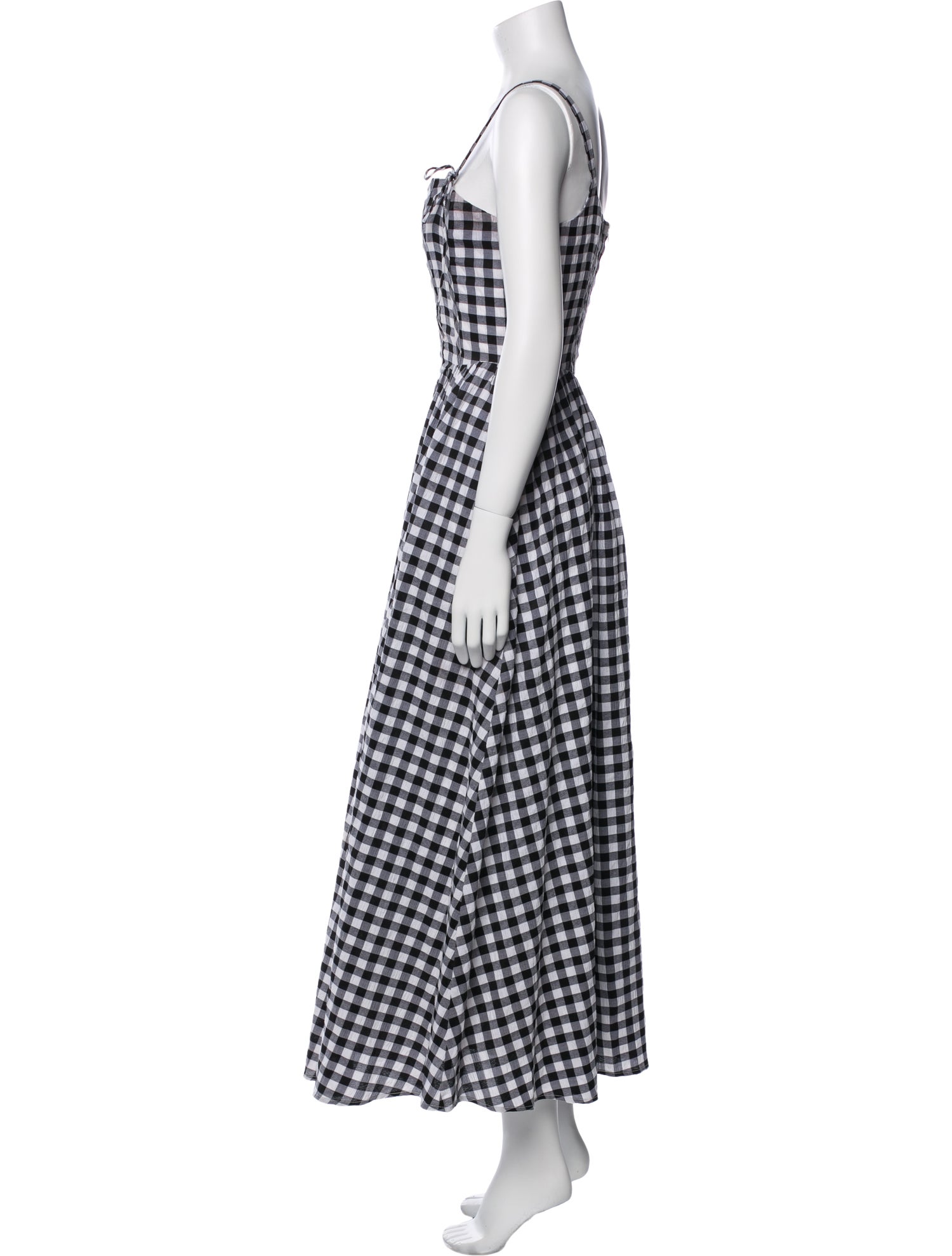 Line & Dot Plaid Print Long Dress