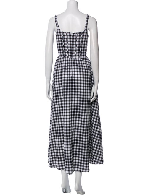Line & Dot Plaid Print Long Dress