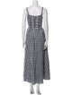 Line & Dot Plaid Print Long Dress