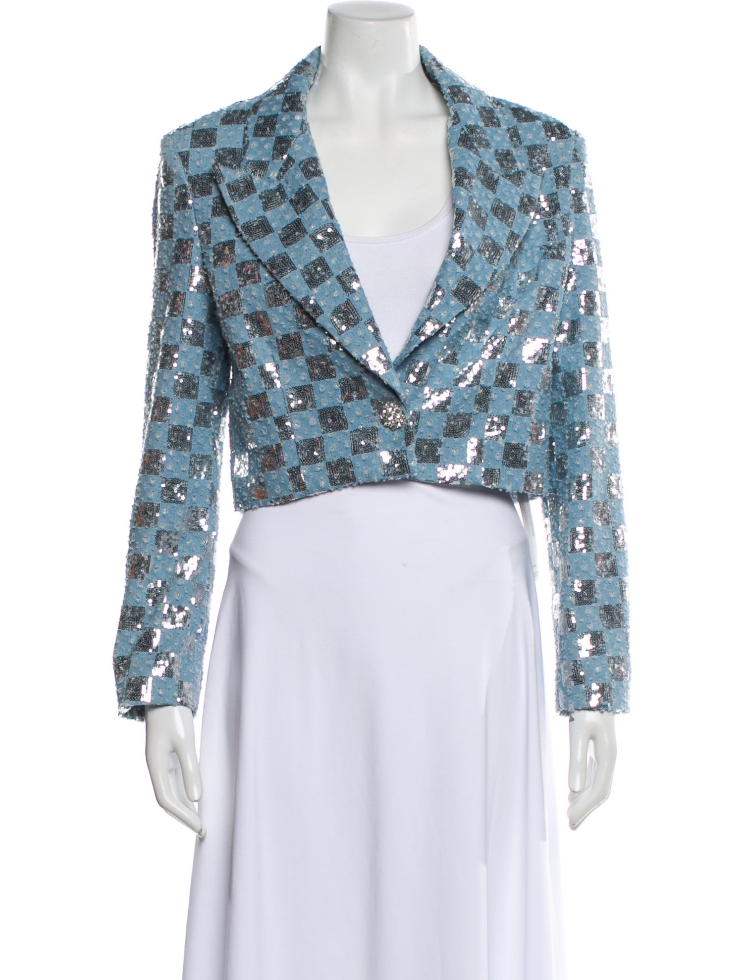 Line & Dot Plaid Print Blazer w/ Tags