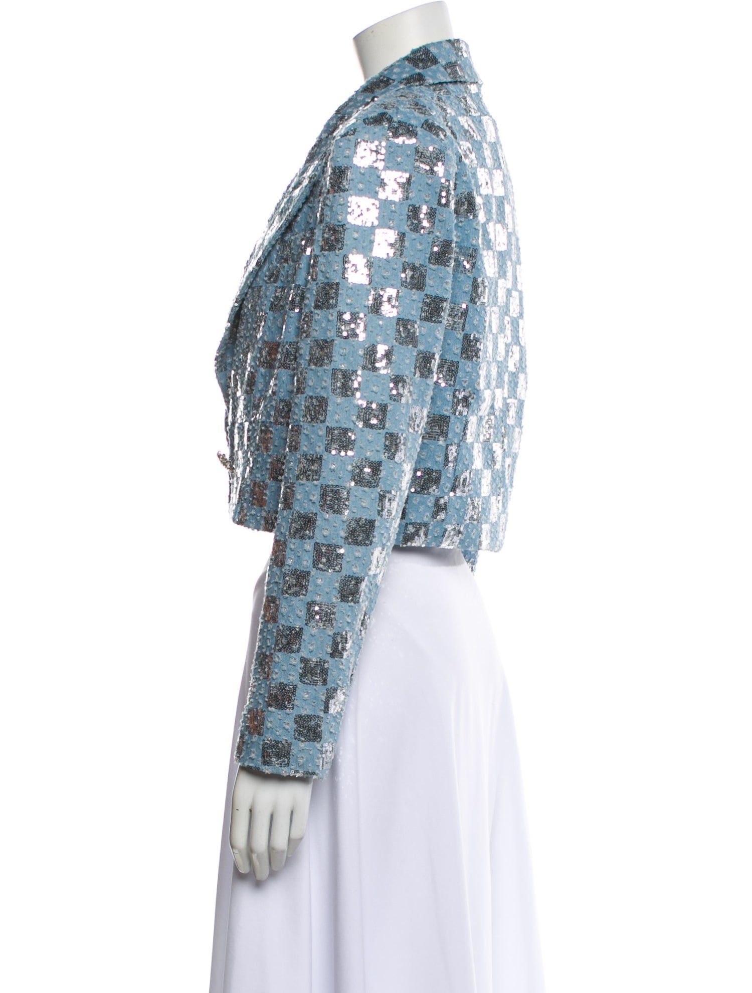 Line & Dot Plaid Print Blazer w/ Tags