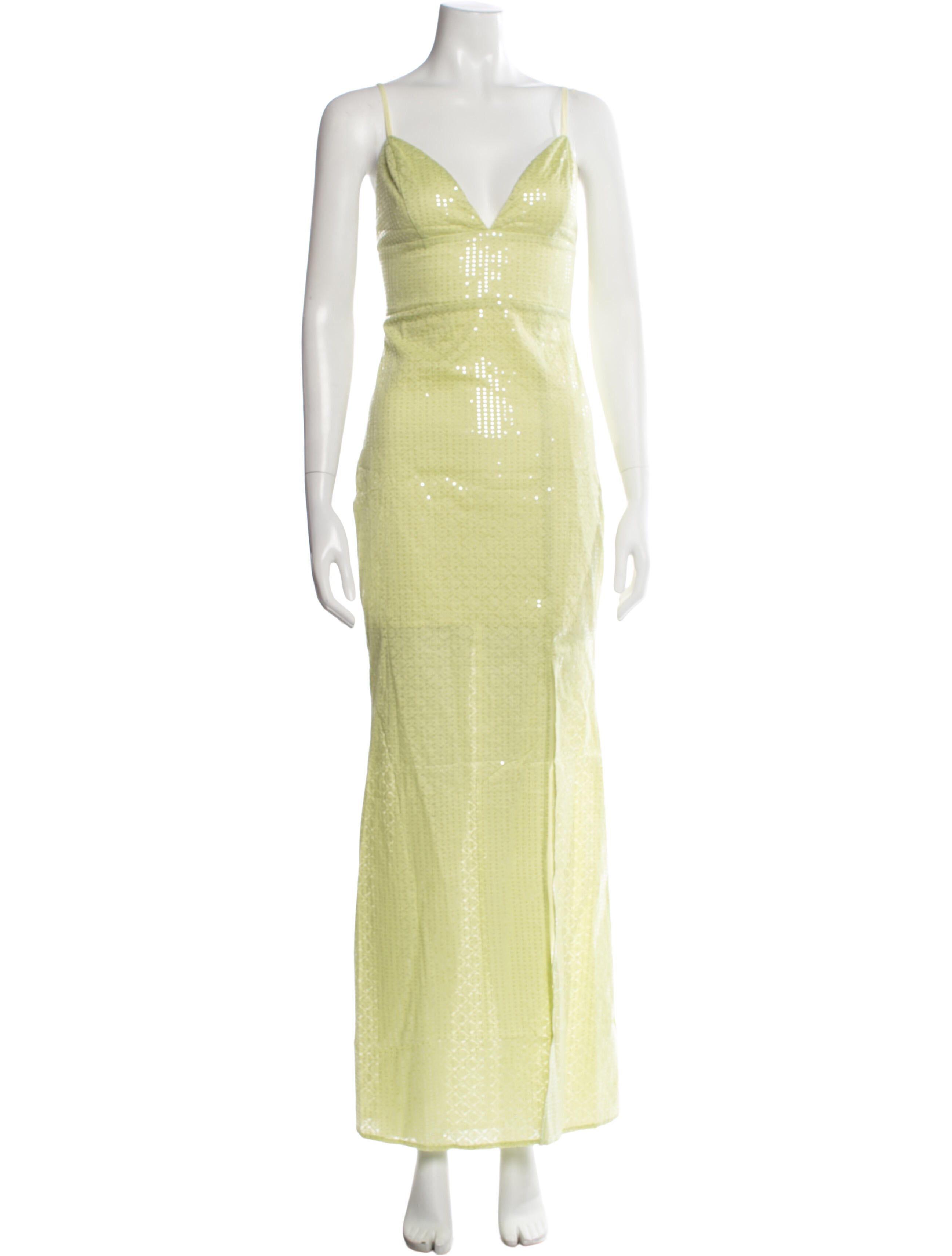 line and dot green dress Printed Long w/ Tags style_pleated