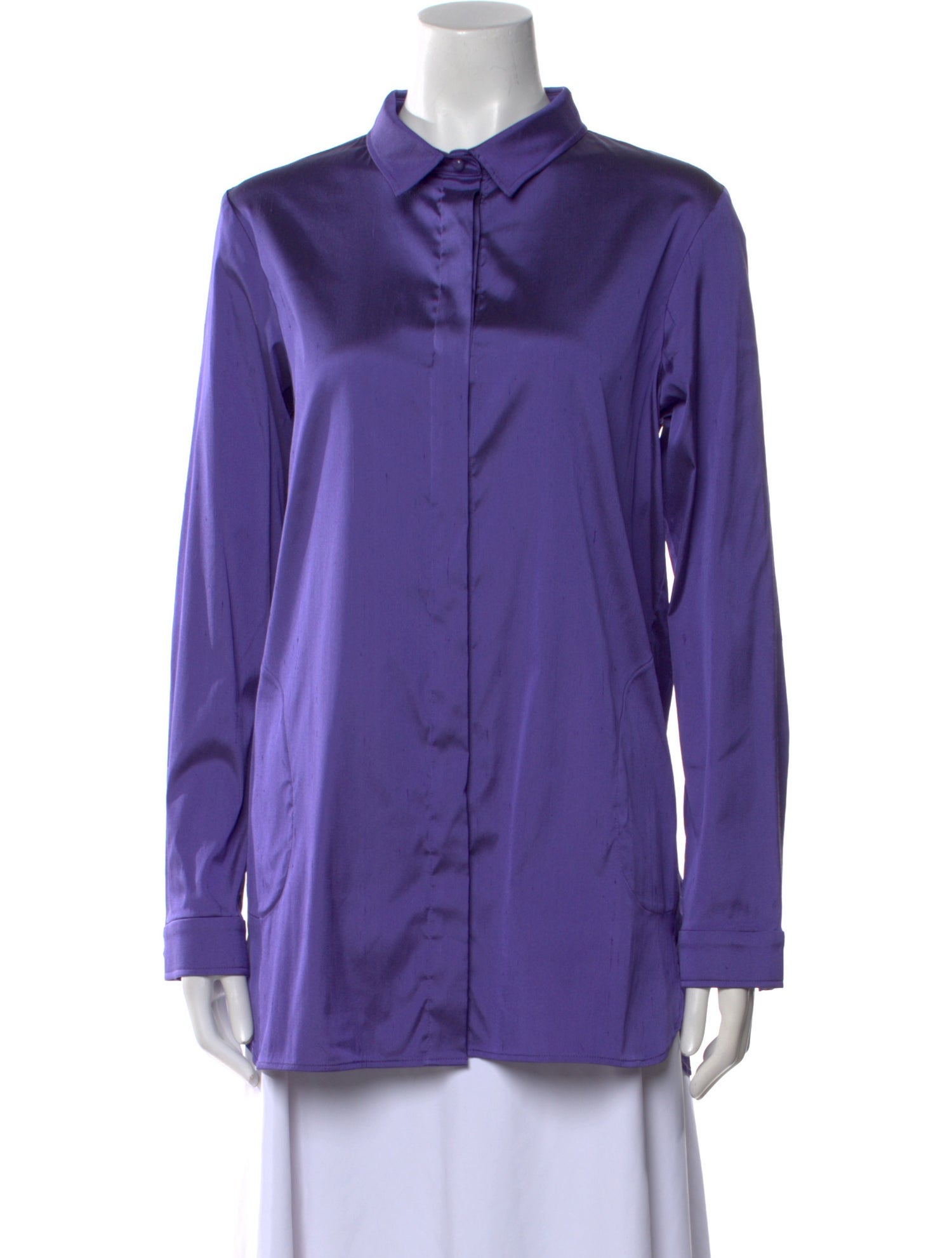 Leggiadro Silk Long Sleeve Button-Up Top