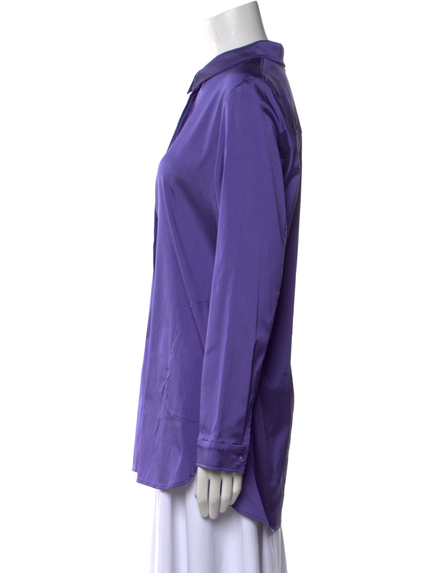 Leggiadro Silk Long Sleeve Button-Up Top