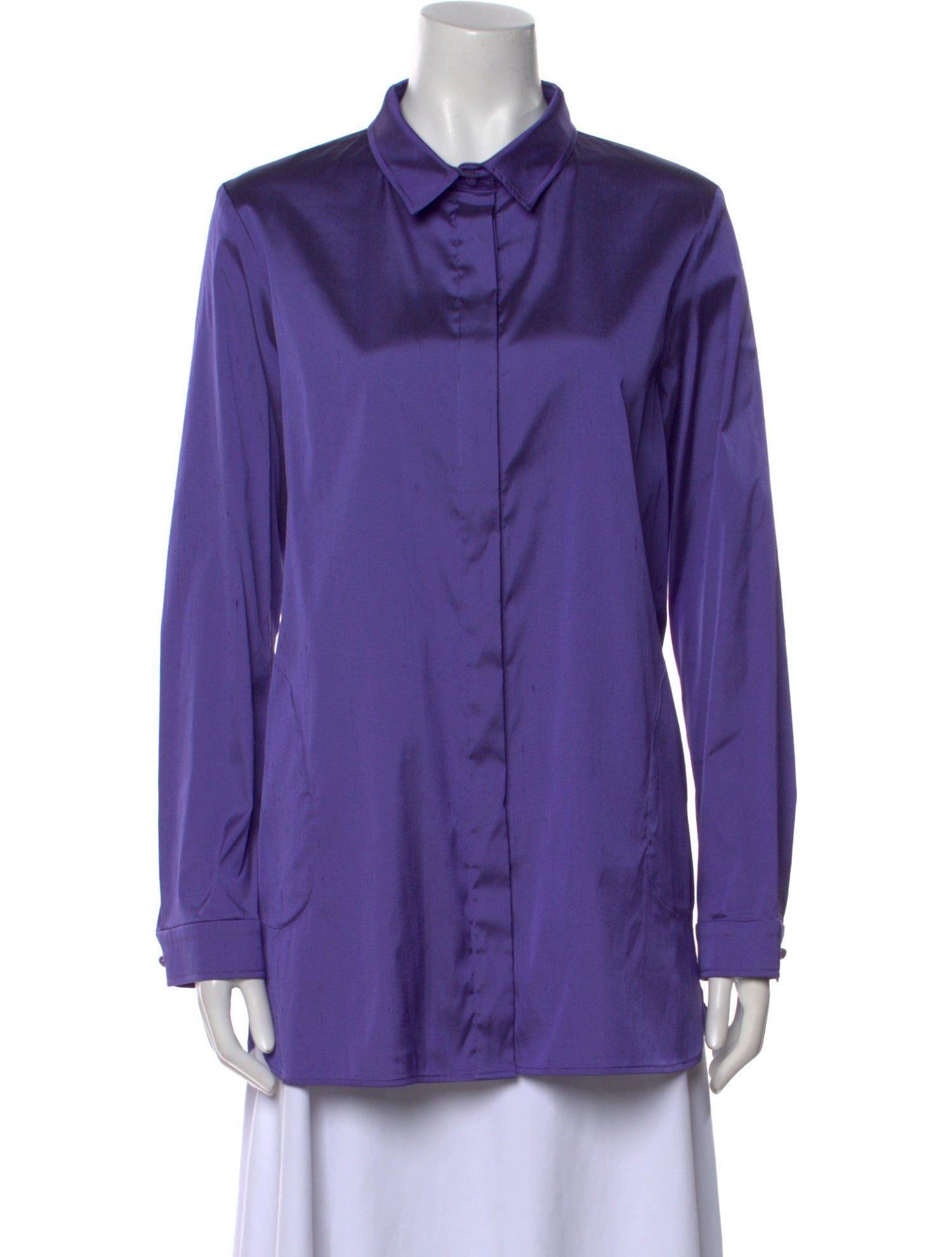 Leggiadro Silk Long Sleeve Button-Up Top