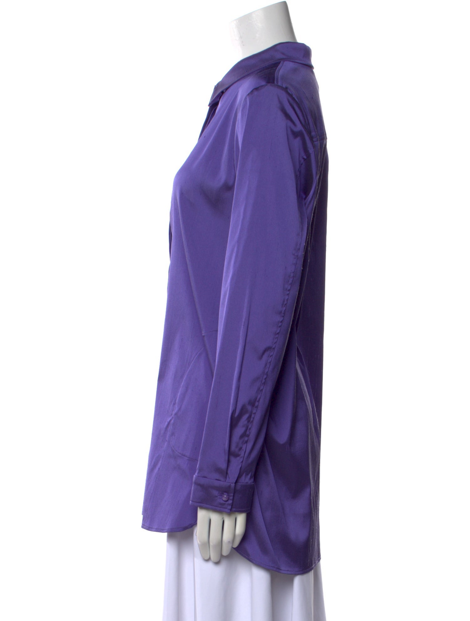 Leggiadro Silk Long Sleeve Button-Up Top