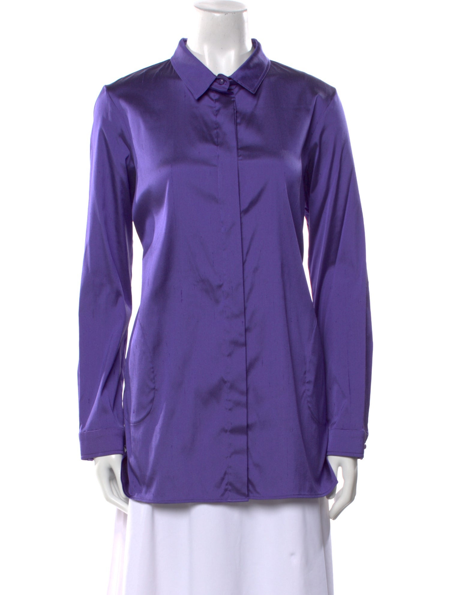 Leggiadro Silk Long Sleeve Button-Up Top