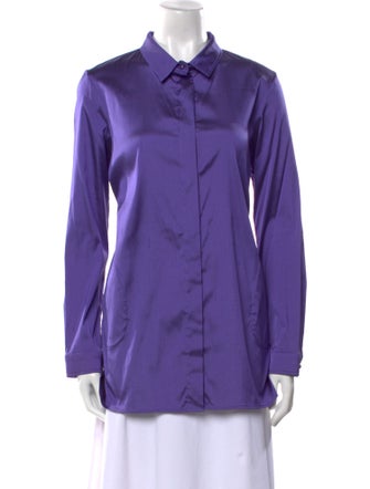 Leggiadro Silk Long Sleeve Button-Up Top