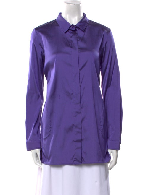 Leggiadro Silk Long Sleeve Button-Up Top