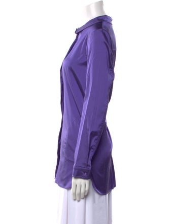 Leggiadro Silk Long Sleeve Button-Up Top