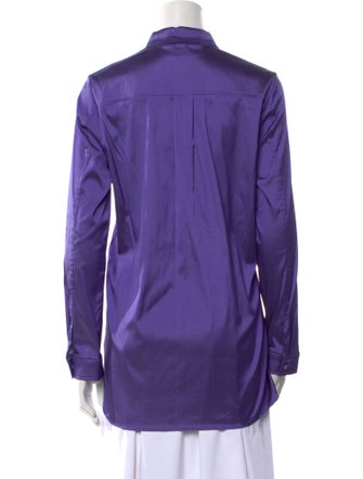 Leggiadro Silk Long Sleeve Button-Up Top