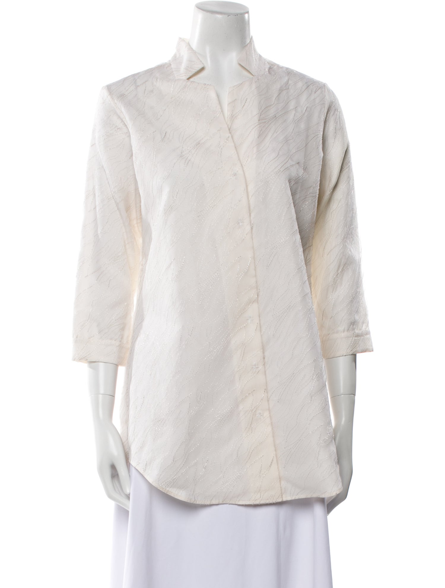 Leggiadro Silk Printed Button-Up Top