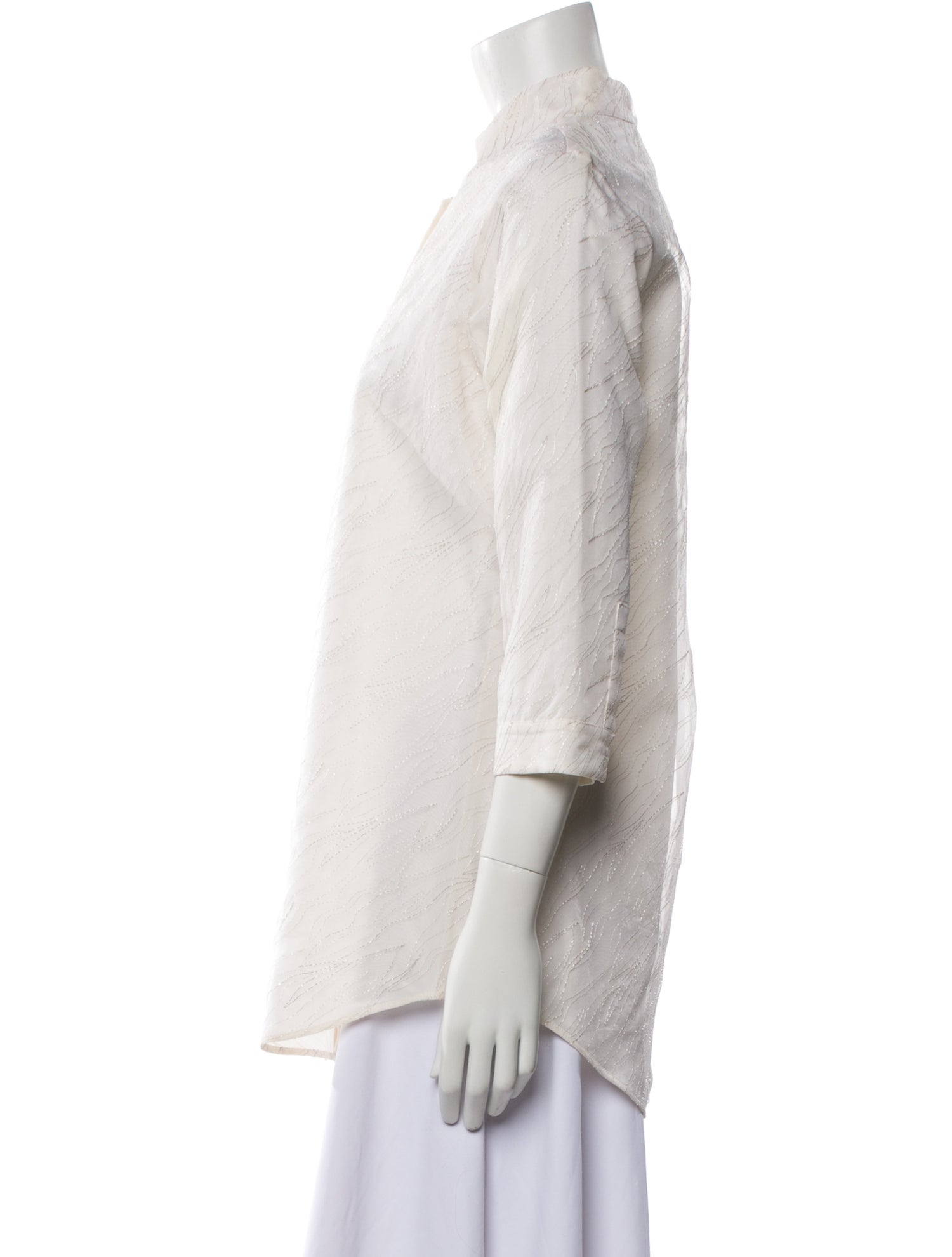 Leggiadro Silk Printed Button-Up Top